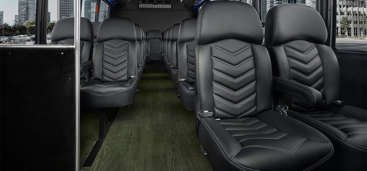employee shuttle bus seating view