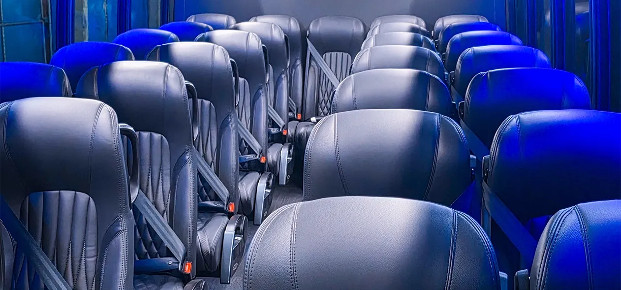 employee shuttle bus back seating view