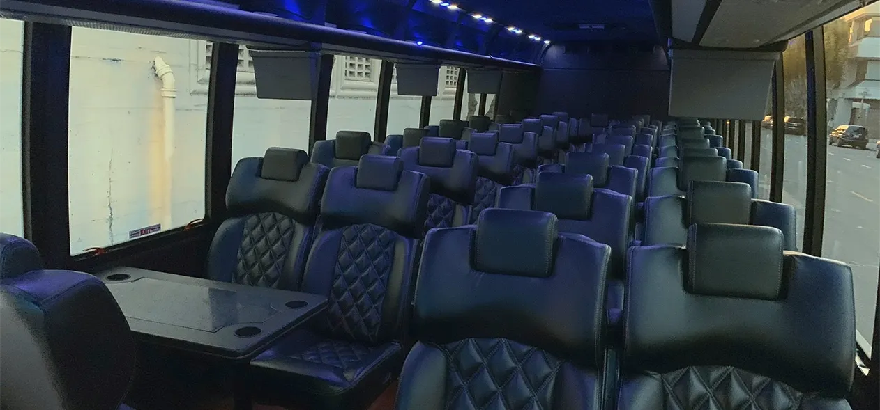 employee shuttle bus left seating view
