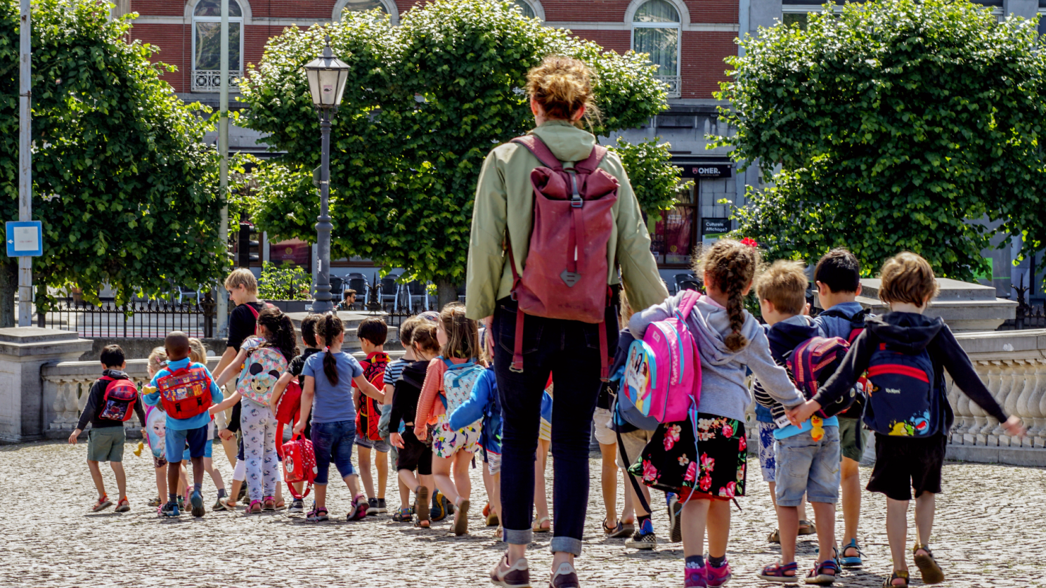 School children on a field trip